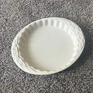 Longaberger pottery woven traditions tart quiche dish ivory